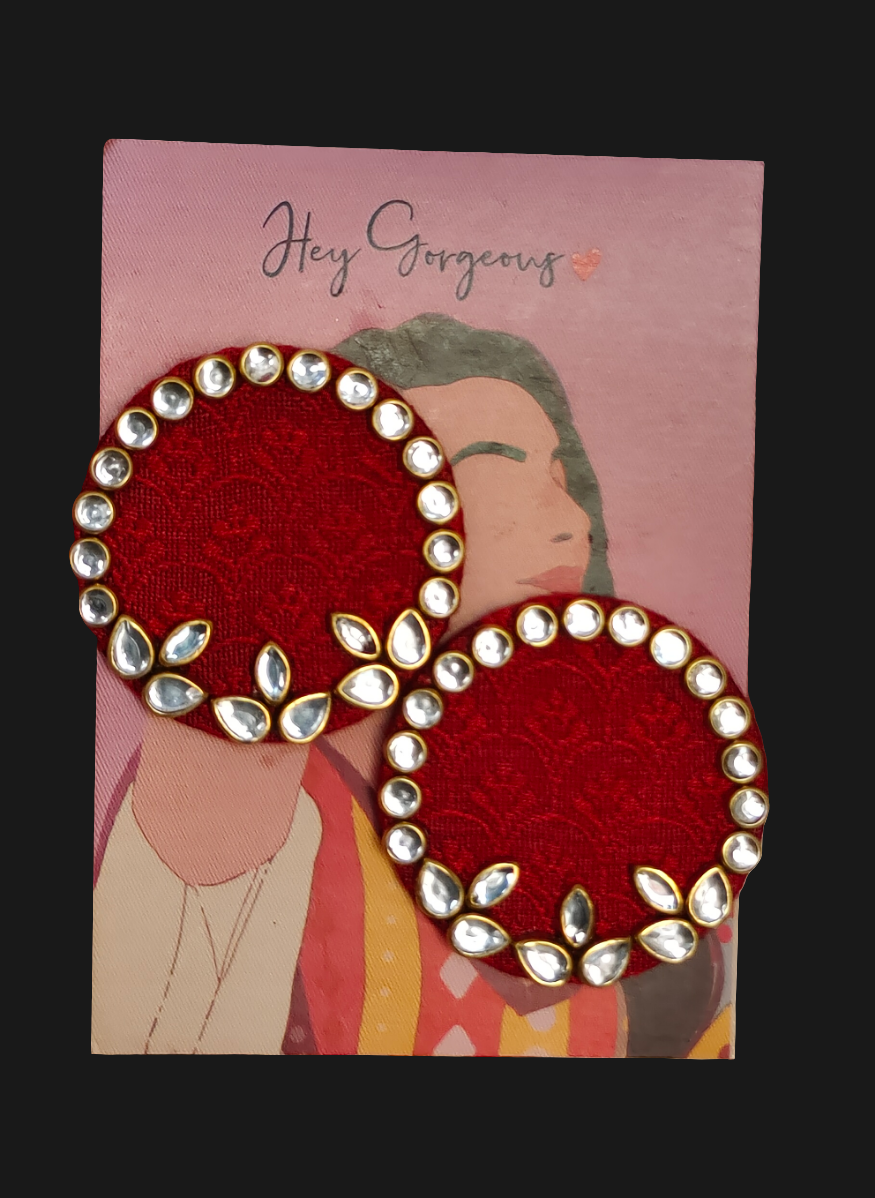 Self Kundan Big Stud Earring