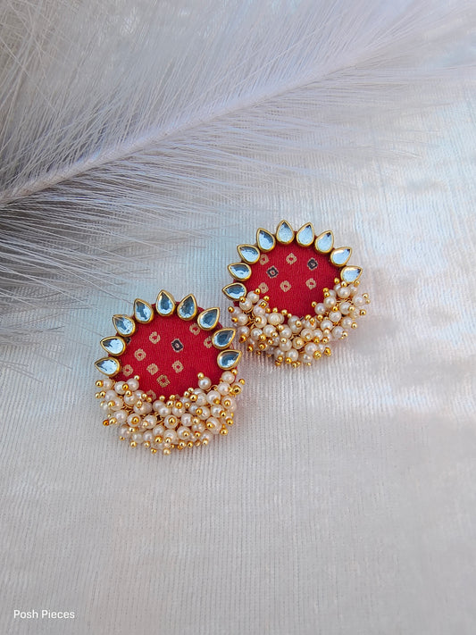 Round Bandhej Stud Earring