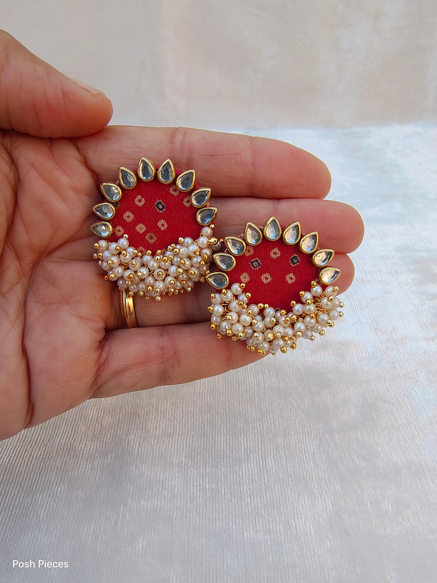 Round Bandhej Stud Earring