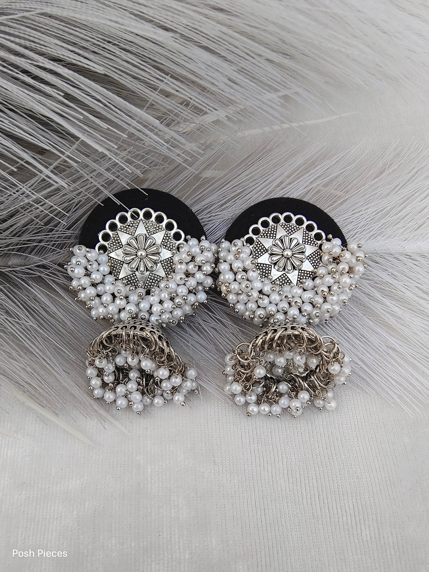 Round Silver Metallic Jhumka Earring