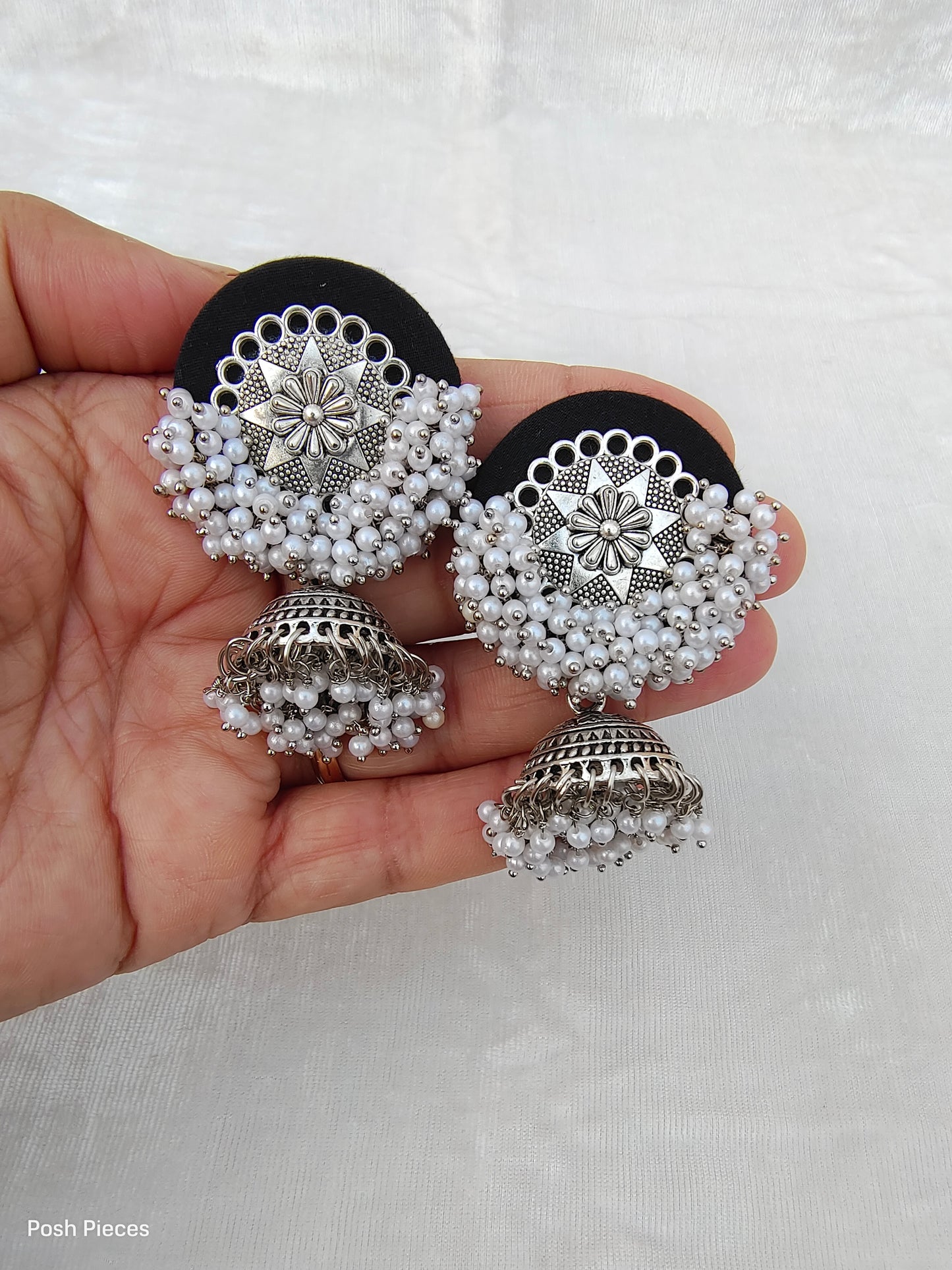 Round Silver Metallic Jhumka Earring