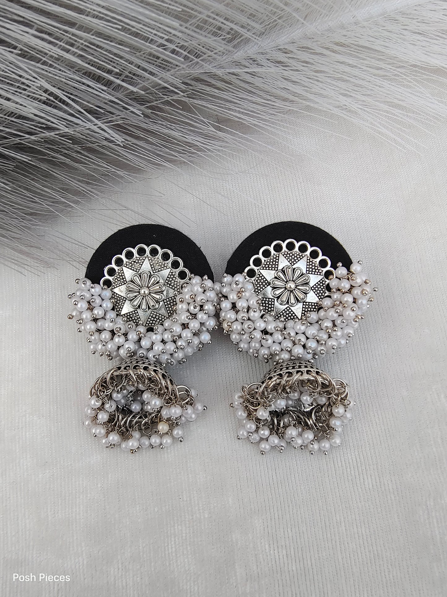 Round Silver Metallic Jhumka Earring