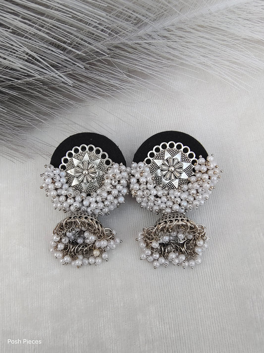 Round Silver Metallic Jhumka Earring