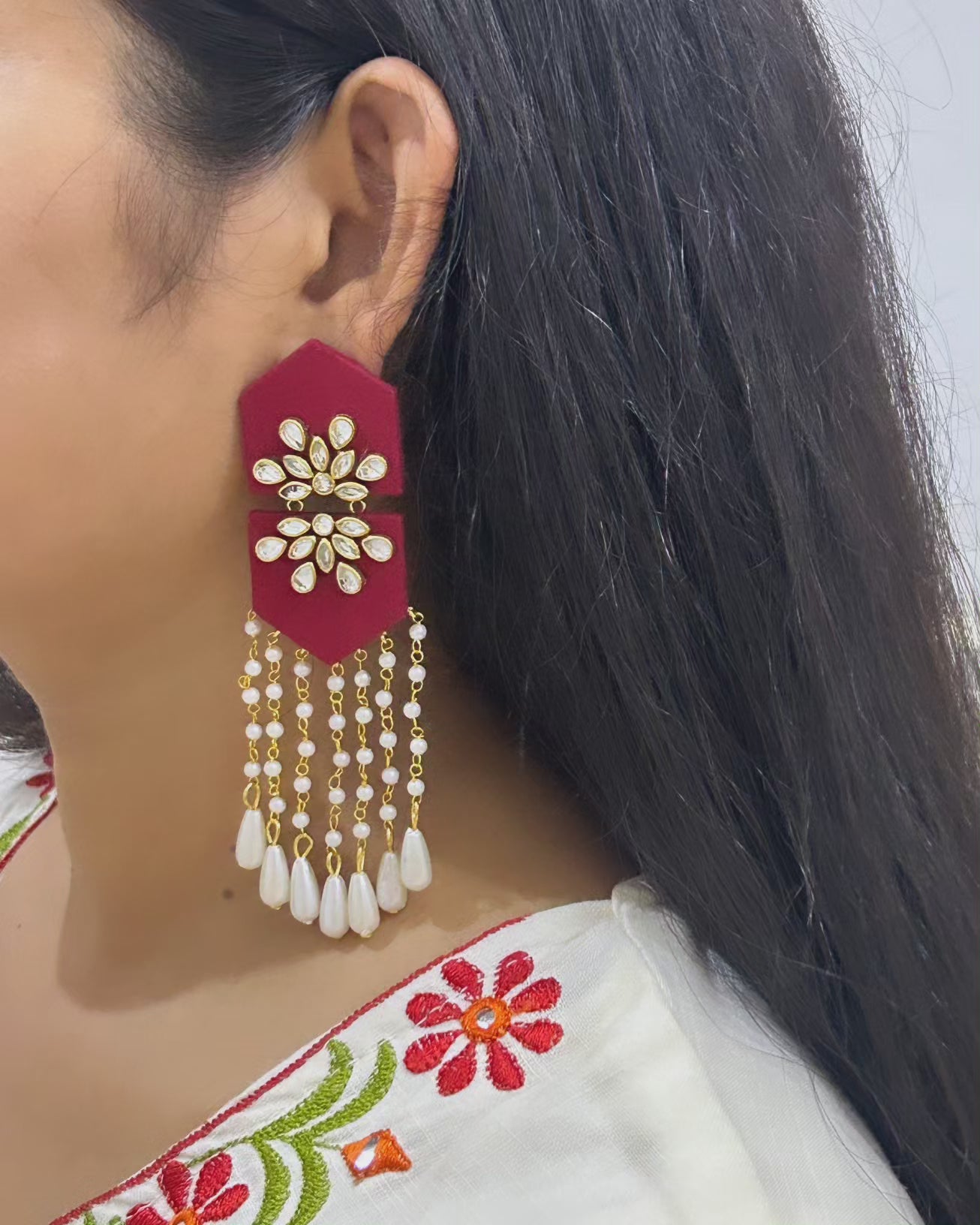 Kundan Hut Lorial Chain Earring