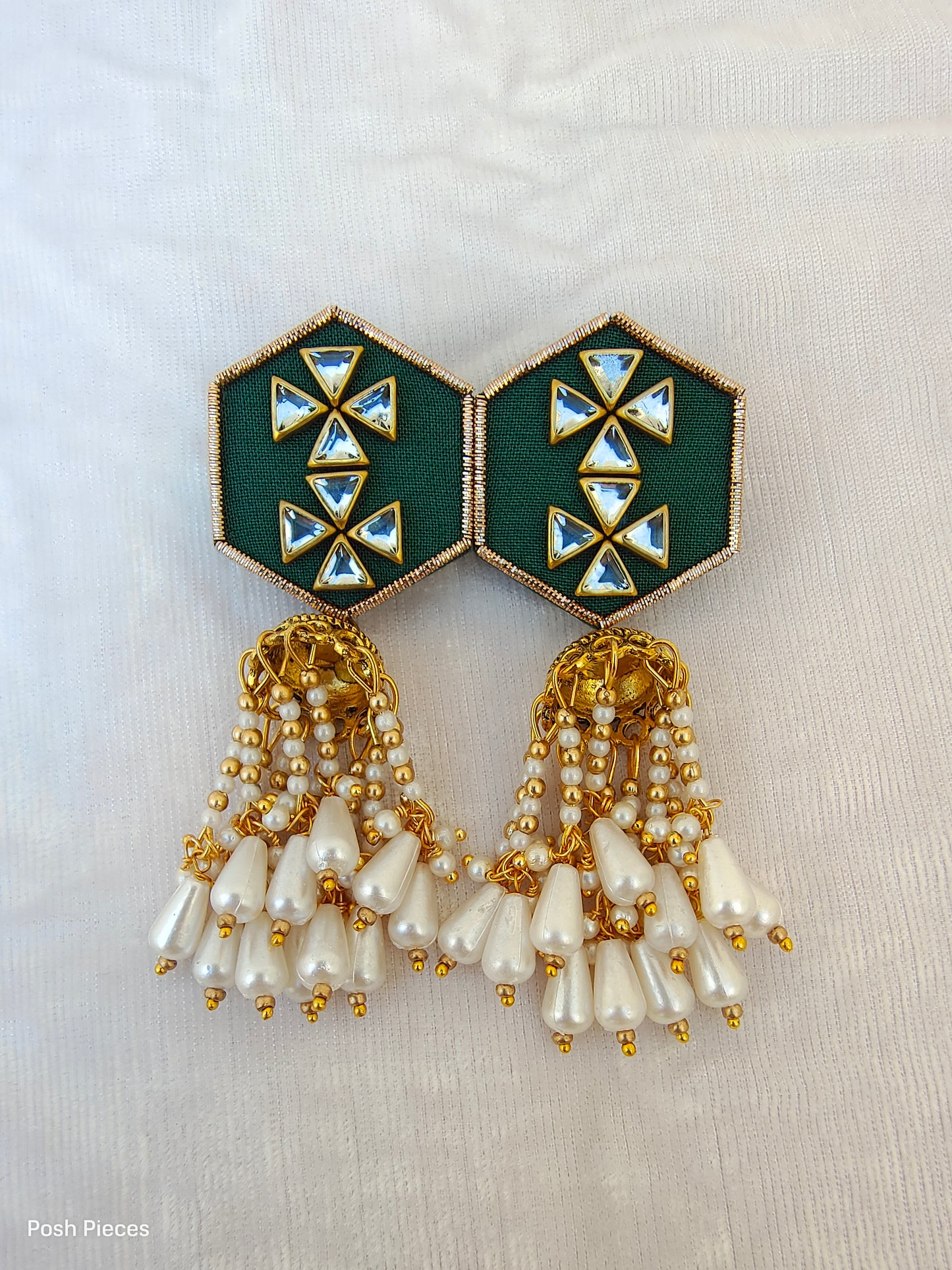 Hexagon Kundan Jhumka Earring