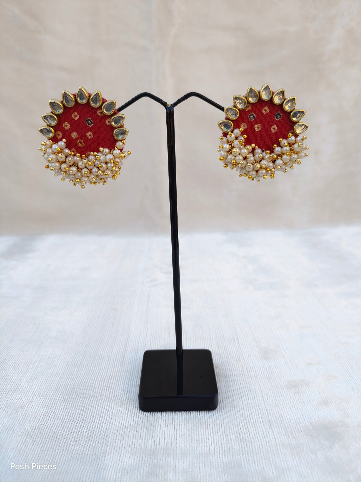 Round Bandhej Stud Earring